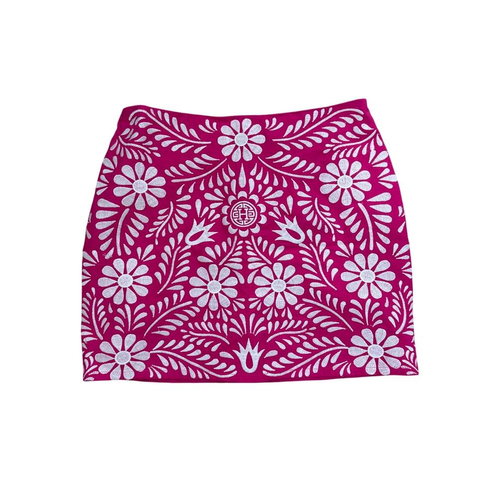 Herencia Collection Baile Essentials Pink Embroidered Mini Skirt (Size M)